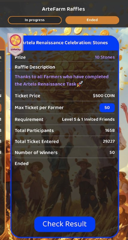 GM Farmers,Our Renaissance Celebration Raffle ends with nearly 30k tickets! 🌾Important